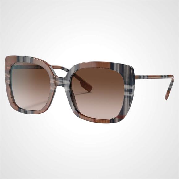 New Burberry Sunglasses Brown Check Square Frames Gradient Lens w/ Case BURBERRY